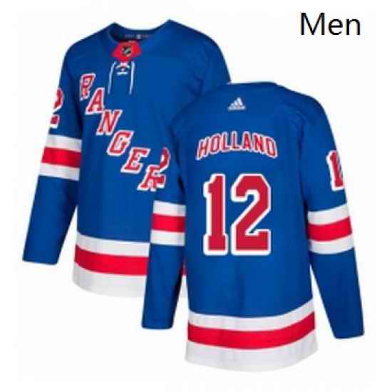 Mens Adidas New York Rangers 12 Peter Holland Premier Royal Blue Home NHL Jersey